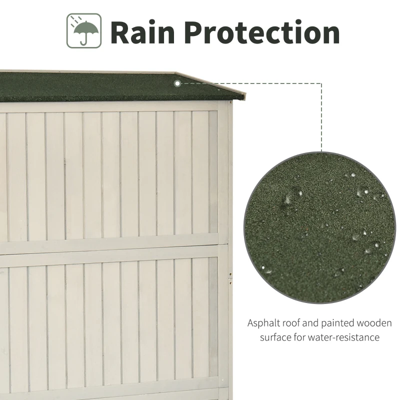 Best Wooden Garden Shed with Two Windows, Tool Storage Cabinet, Outdoor Double Door Organizer 127.5L x 50W x 164H cm, Grey - Image 4