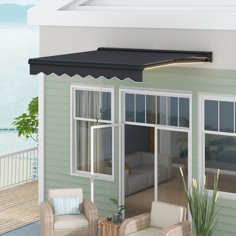 Best 3 x 2.5m Electric Awning with LED Light, Aluminium Frame Retractable Awning Sun Canopies for Patio Door Window - Image 10