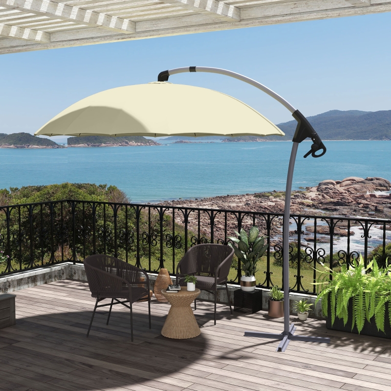 Best 2.7m Cantilever Parasol, with Cross Base - Beige - Image 10