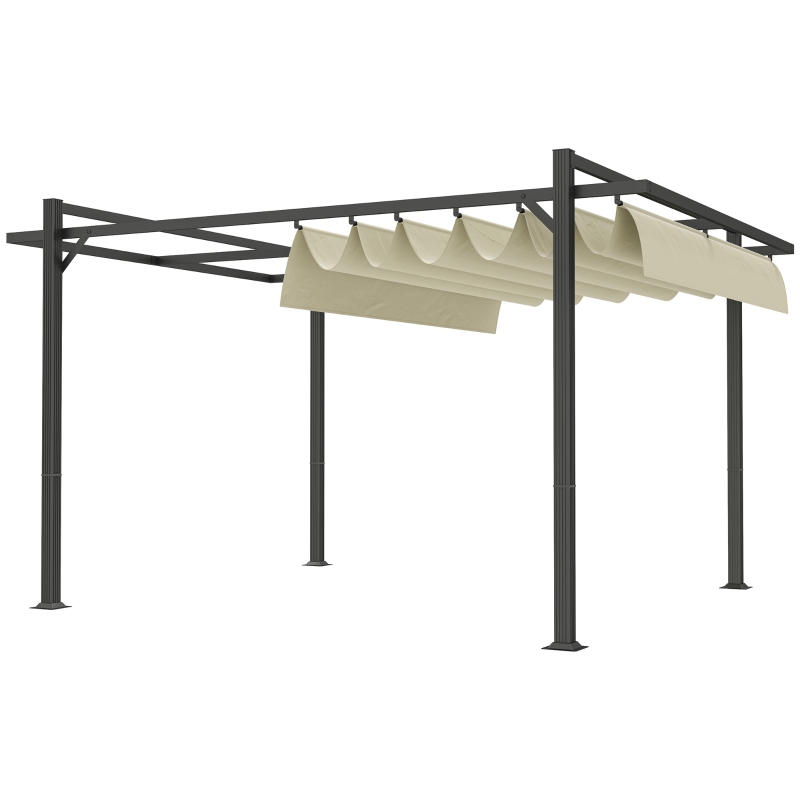 Best 3 x 4m Aluminium Pergola, with Retractable Roof - Grey/Khaki - Image 11