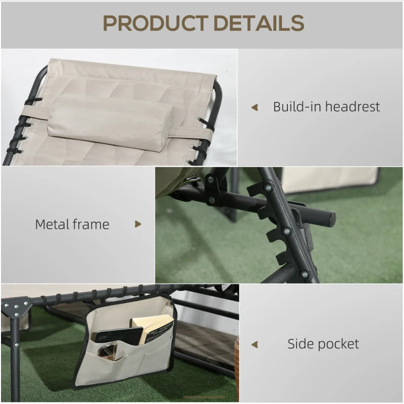 Best Set of Two Sun Loungers, with Five-Position Reclining Backs - Khaki - Image 5