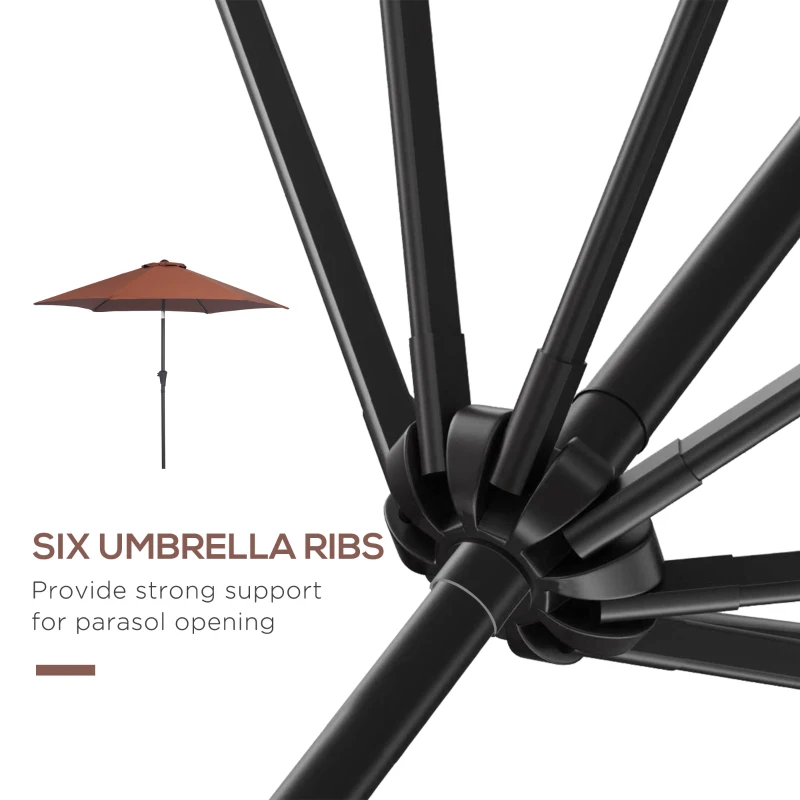 Best 2.6M Garden Parasol Umbrella with Tilt and Crank, Outdoor Sun Parasol Sunshade Shelter with Aluminium Frame, Coffee - Image 8