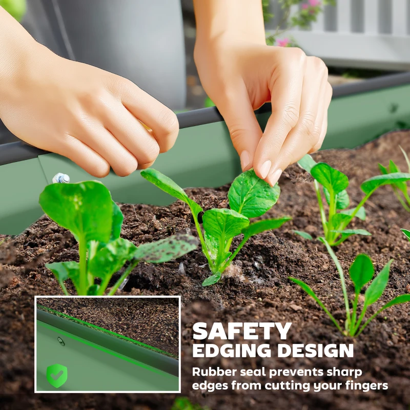 Best Set of Two 181 x 93cm Steel Planters - Green - Image 6