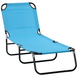 Best Garden Sun Lounger, with Five-Position Back - Light Blue