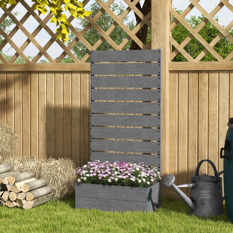 Best 34 x 69.5cm Garden Planter Box, with Back Trellis, Grey - Image 10