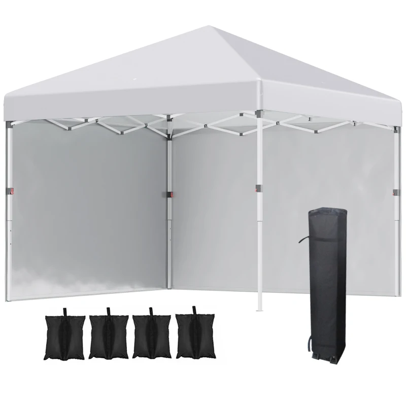 Best 3 x 3 (M) Pop Up Gazebo, UPF 30+ with 2 Sidewalls, Leg Weight Bags and Wheeled Bag, Height Adjustable Party Tent Event Shelter for Garden, Patio, White
