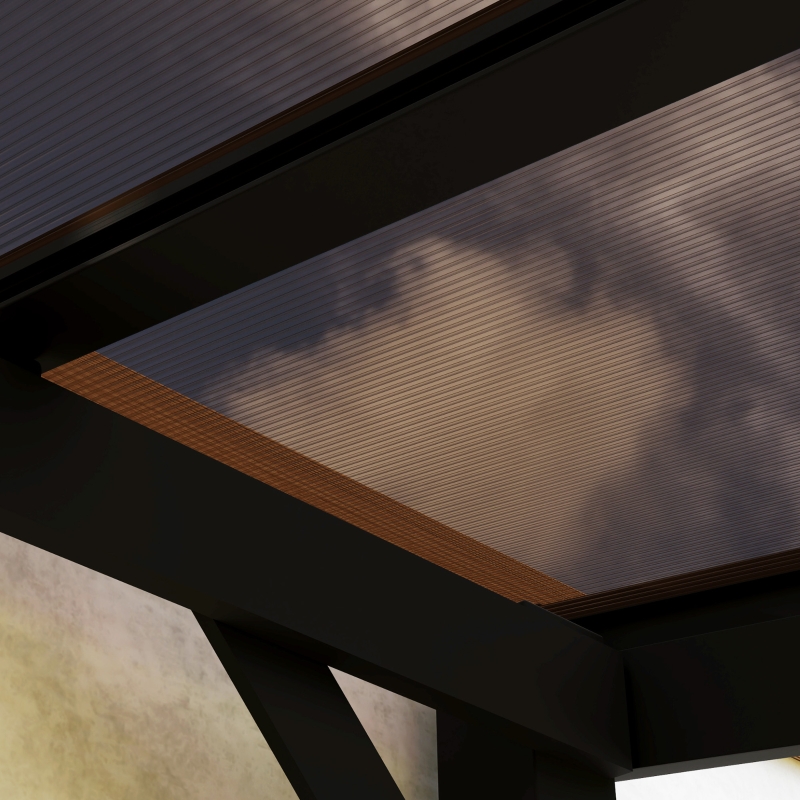 Best 3 x 3(m) Metal Pergola with UPF 50+ and Waterproof Polycarbonate Roof, Wall-Mounted or Free Standing Garden Gazebo, Wind-resistant Outdoor Sun Shade, Dark Grey - Image 9