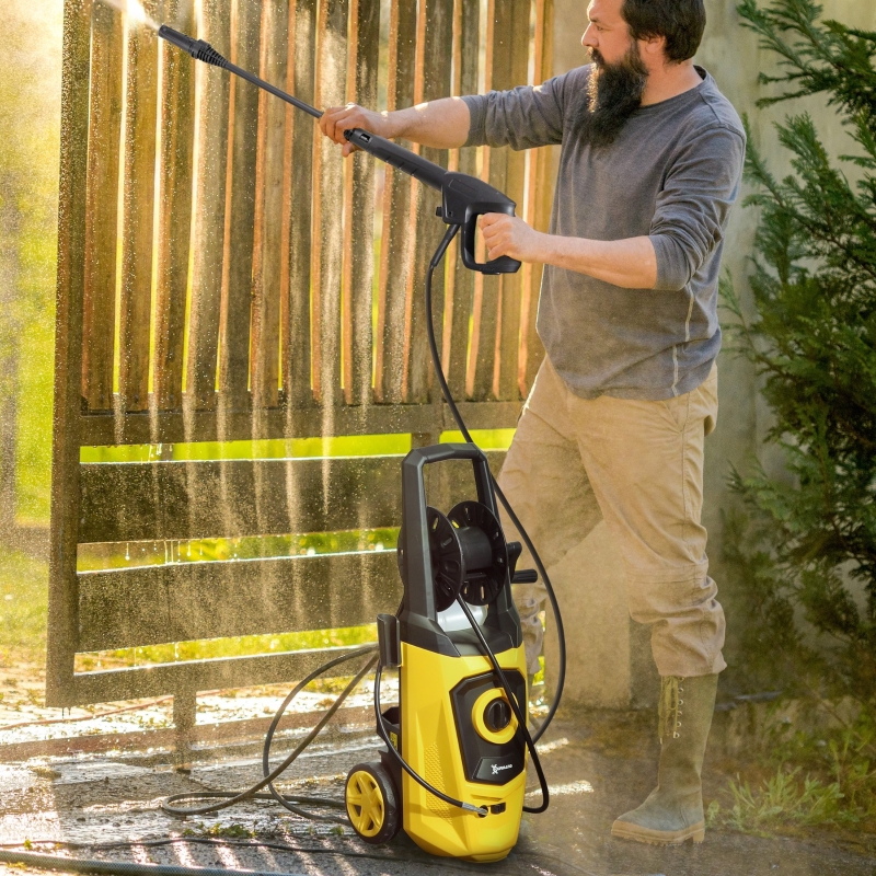 DURHAND 1800W High Pressure Washer, 150 Bar Pressure, 510 L/h Flow, High-Performance Portable Power Washer Jet Wash Cleaner with 6M Hose and Hose Reel for Garden, Car, Furniture, Yellow - Image 10