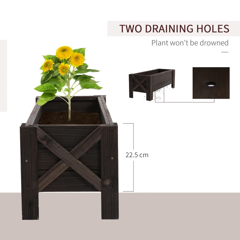 Best 58L Garden Raised Bed Planter Grow Containers for Outdoor Patio Plant Flower Vegetable Pot Fir Wood, 100 x 36.5 x 36 cm, Carbonized Colour - Image 5
