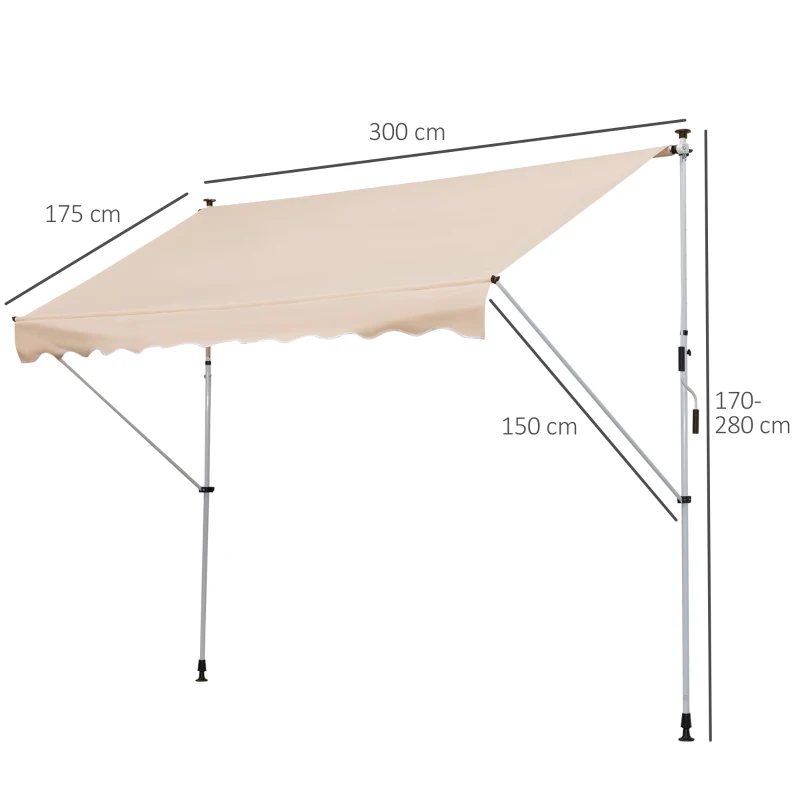 Best 3x1.5m Adjustable Outdoor Aluminium Frame Awning Beige - Image 3