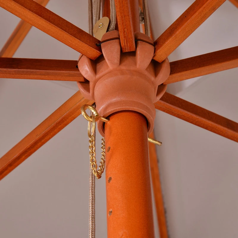 Best 3 x 3 (m) Garden Parasol Umbrella, Large Square Outdoor Patio Sunshade Canopy with Double Tier, 48 mm Wooden Pole, 8 Ribs for Balcony, Grey - Image 8