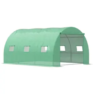 Best Walk-in Polytunnel Greenhouse, Outdoor Garden Tunnel Greenhouse Tent with Zipped Roll-Up Door and 6 Mesh Windows, 4 x 3M