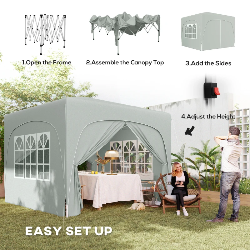 Best 3 x 3m Pop-Up Gazebo Shelter, with Accessories - Light Grey - Image 4