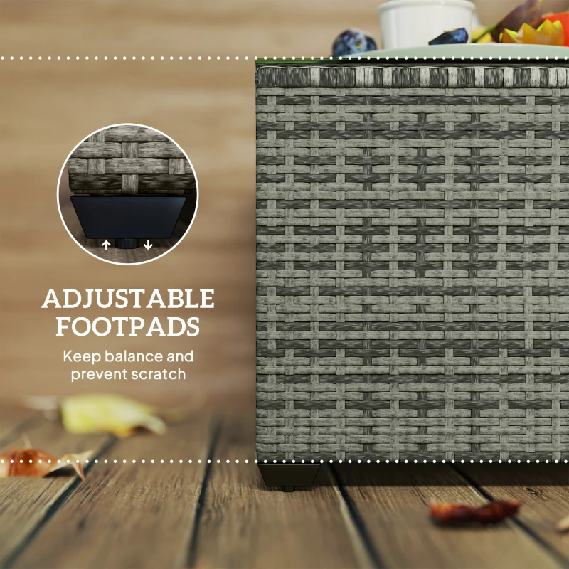 Best 62 x 62cm Glass-Top Rattan Side Table - Light Grey - Image 7