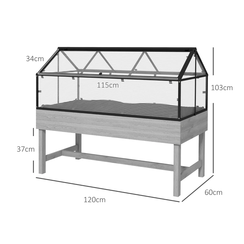 Best 60 x 120cm Raised Garden Bed with Wooden Base - Grey - Image 3