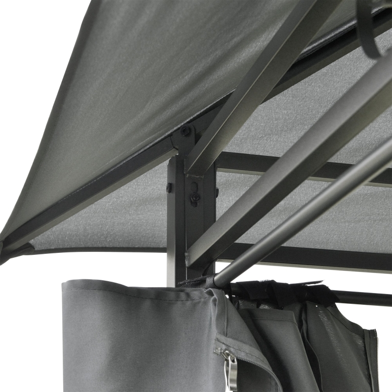 Best 4m x 3(m)Garden Gazebo, Double Roof Outdoor Gazebo Canopy Shelter with Curtains, Solid Steel Frame for Lawn and Deck, Grey - Image 11