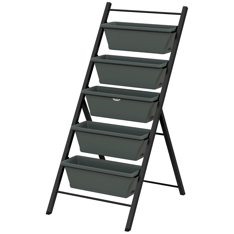 Best 5-Tier Vertical Raised Garden Planter with 5 Container Boxes, Outdoor Plant Stand for Vegetable Flowers, Grey - Image 11