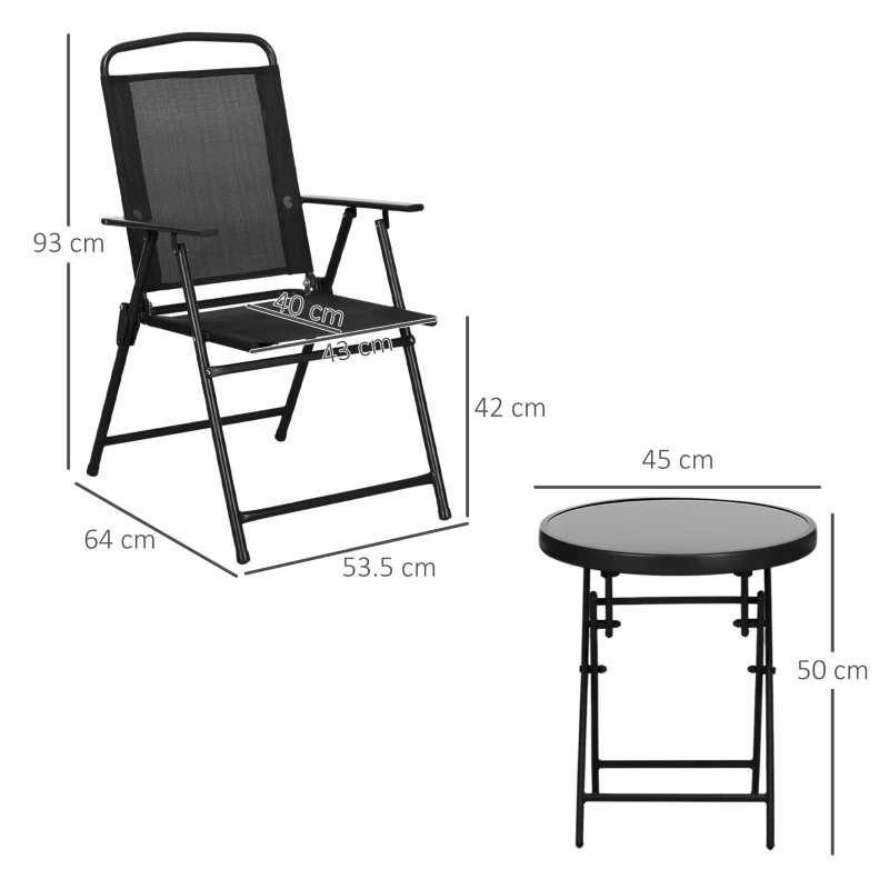 Best Three-Piece Garden Seat Set, with Glass-Top Table - Black - Image 3