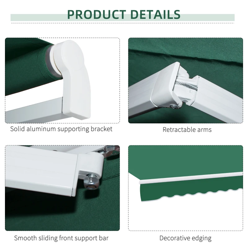 Best Manual Retractable Awning, size (4m x3m)-Green - Image 7