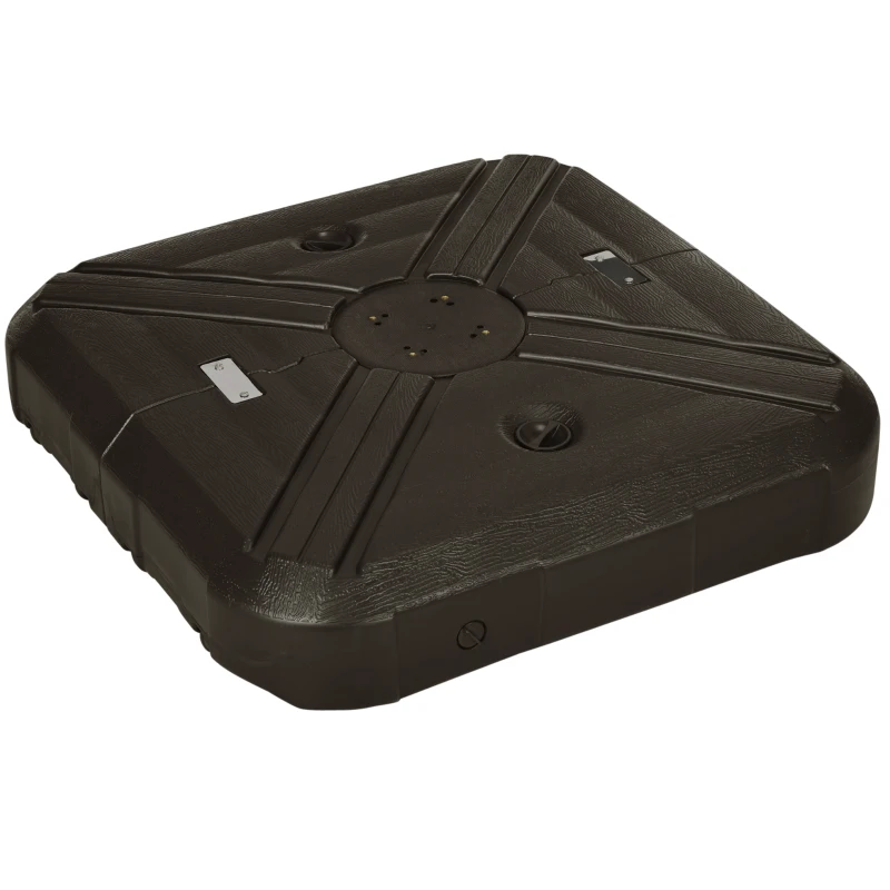 Best Fillable Cantilever Parasol Base Weights with Steel Cross Base, Garden Umbrella Stand Weight with Wheels, 195kg Sand or 170kg Water Filled, Coffee