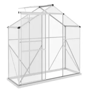 Best 6 x 2.5ft Polycarbonate Greenhouse Walk-In Green House with Rain Gutter, Sliding Door, Window, Foundation, Silver