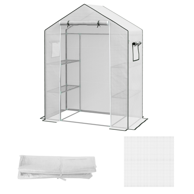 Best Greenhouse Cover Replacement Walk-in PE Hot House Cover with Roll-up Door and Windows, 140 x 73 x 190cm, White - Image 11