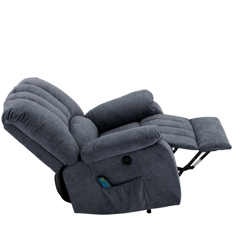 Electric Recliner Armchair with Heating Massage Points, USB Ports, Side Pockets, Executive Power Lift Massage Chair, 92x94x105 cm, Light Grey-Blue - Image 12