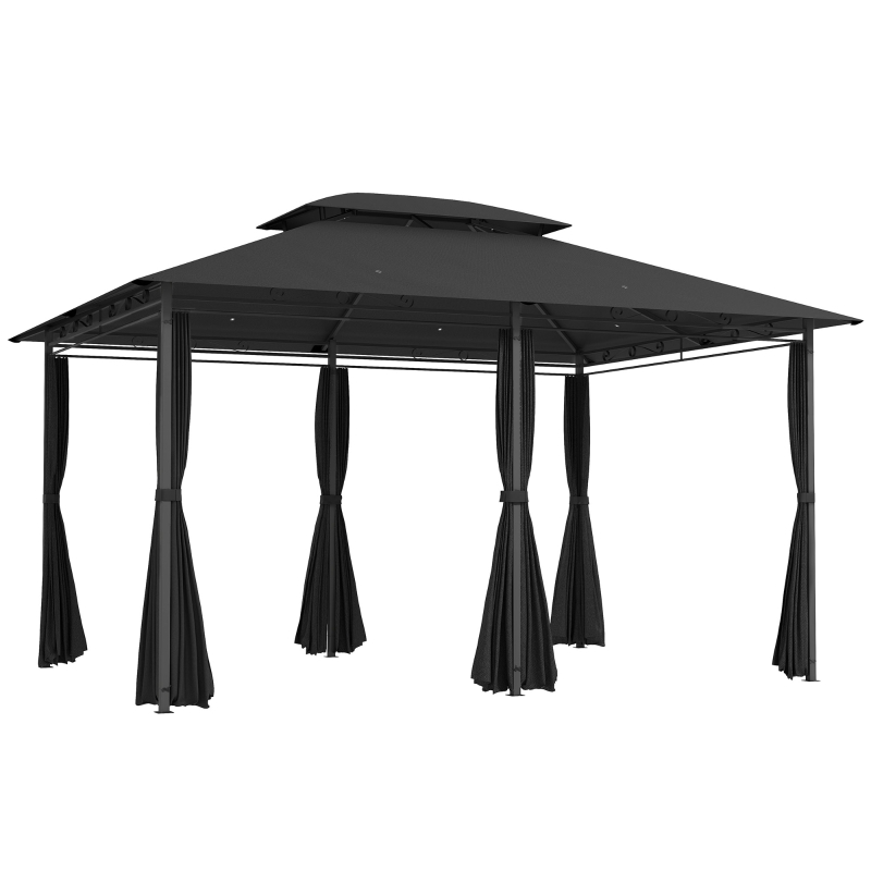 Best 3 x 4m Steel Gazebo, with Curtains - Black - Image 10