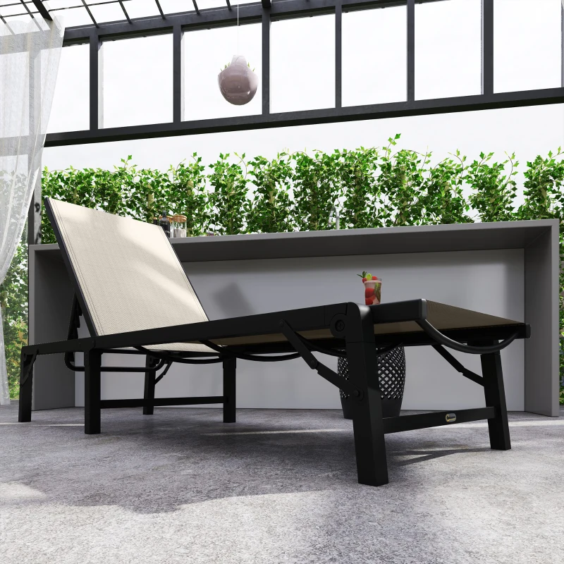 Best Folding Sun Lounger, 5-Position Adjustable Garden Chaise Lounge Sunbed, Steel Frame Reclining Chair for Beach, Porch, Patio, Camping, Khaki - Image 8