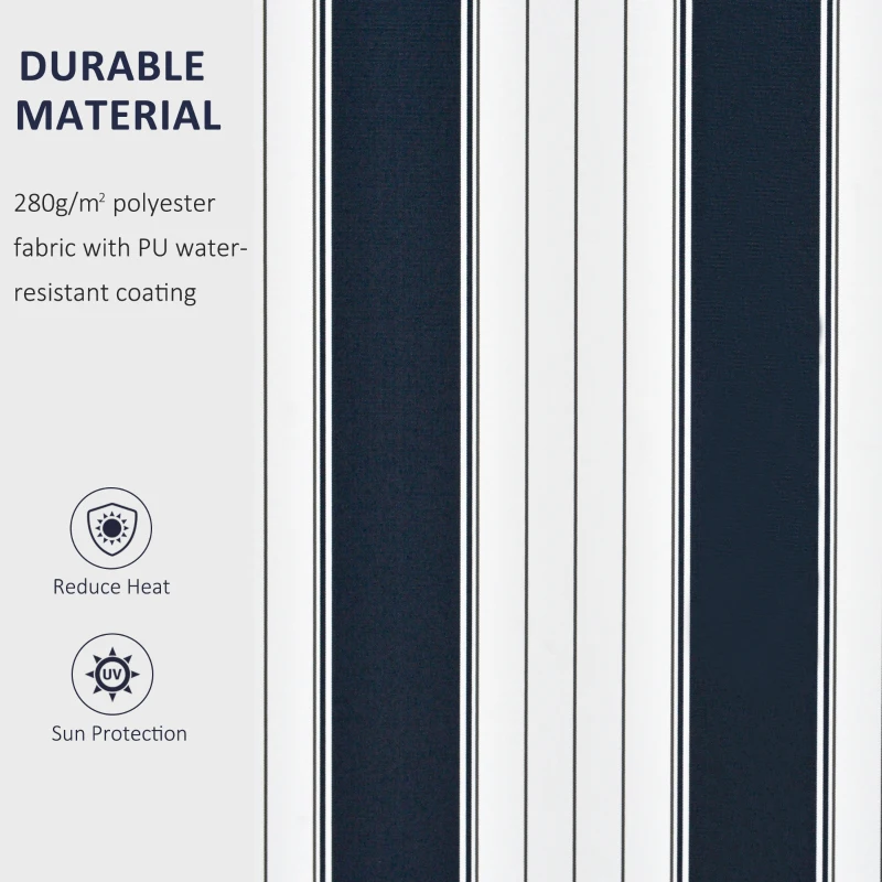 Best Manual Retractable Awning, 3x2.5 m-Blue/White Stripes - Image 4