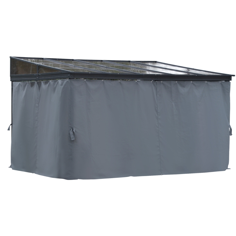Best 4 x 3(m) Outdoor Hardtop Gazebo with Curtains, Lean to Aluminium Pergola with Polycarbonate Roof, Garden Pavilion Sun Shade Shelter, Grey - Image 13