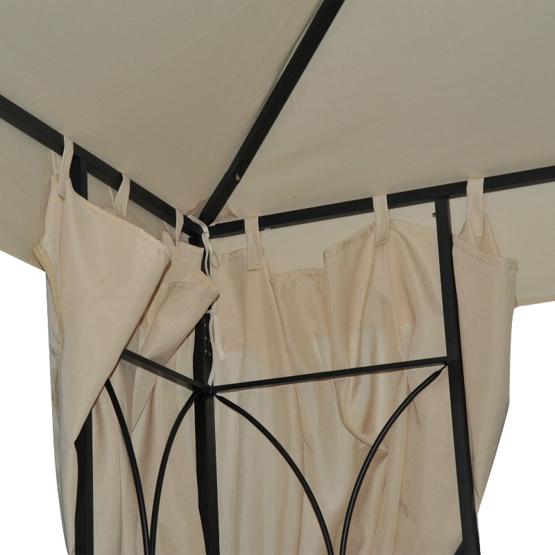 Best 3 x 3 m Garden Gazebo Double Roof Marquee Patio Wedding Party Tent Canopy Shelter with Sidewalls, (Beige) - Image 9