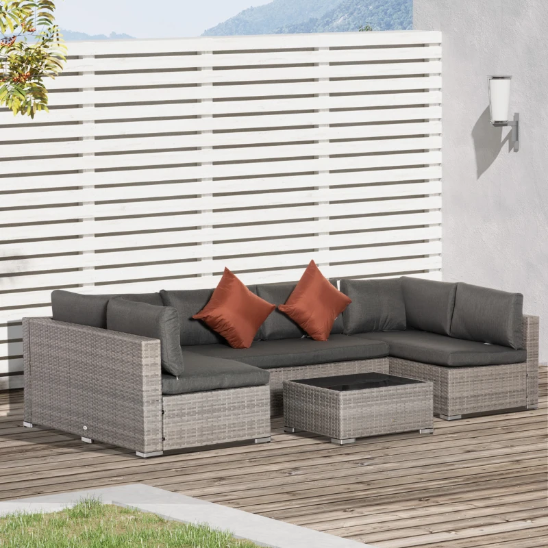 Best Four-Piece Half-Square Rattan Sofa Set - Mixed Grey - Image 2