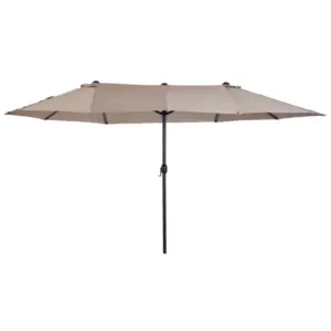 Best 4.6m Double-Sided Patio Parasol Sun Umbrella-Tan