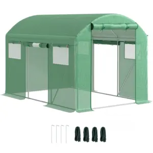 Best 9.8 x 6.6ft Walk-In Polytunnel Greenhouse - Green