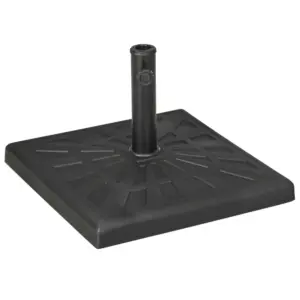Best 19kg Resin Garden Parasol Base Holder, Square Outdoor Market Umbrella Stand Weight for Poles of Φ32mm, Φ38mm, and Φ48mm, Black