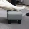 Best PU Leather Footstool with 4 Plastic Legs, Grey - Image 6