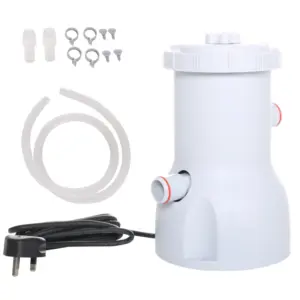 Best Cartridge Filter Pump for 13'-15' Above Ground Pools, 800GPH (3028 LPH) Swimming Pool Filter Pump with Hose and Hose Clamps, White