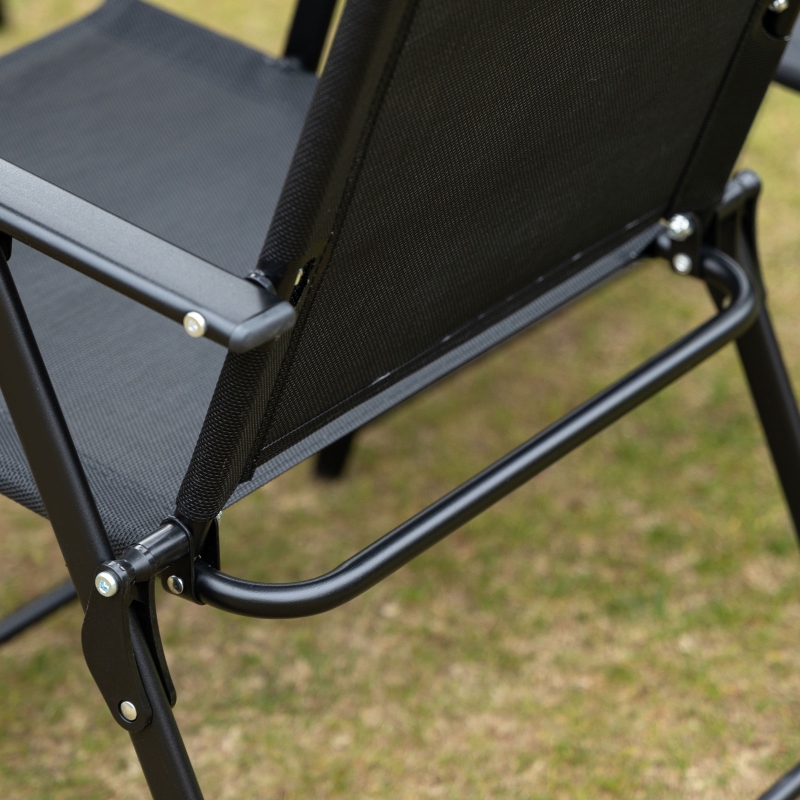 Best Eight-Piece Garden Dining Set, with Chairs, Table and Parasol - Black - Image 9