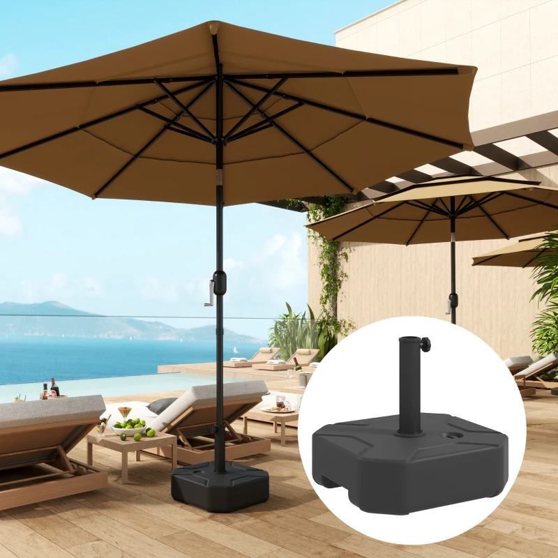 Best Square Garden Parasol Base, Garden Umbrella Stand Heavy Duty Parasol Base, Filled Up to 25kg with Stand or 20kg with Water for for 38, 48 mm Poles, Black - Image 2