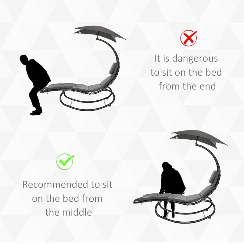 Best Patio Rocking Chaise Lounge Rocking Bed with Canopy Cushion Headrest Pillow - Image 5