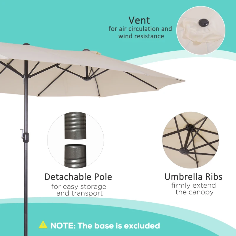 Best 4.6m Double-Sided Patio Parasol Sun Umbrella-Beige - Image 6