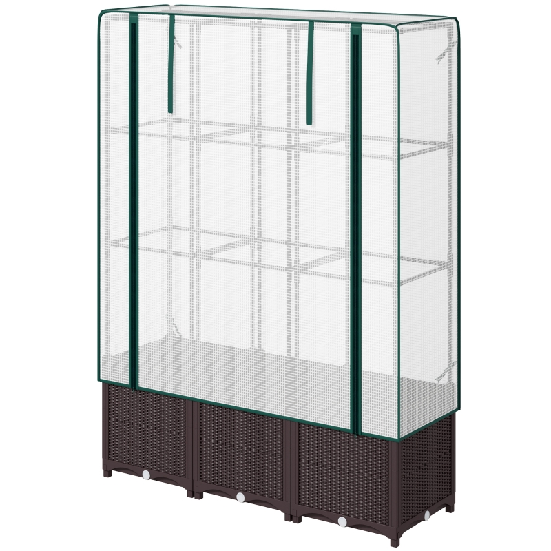 Best Raised Garden Bed with Trellis, Plastic Planter Box with PE Cover, Drainage Holes and Drain Plugs for Climbing Plants, Vegetables, Flowers, 120 x 40 x 140 cm - Image 11