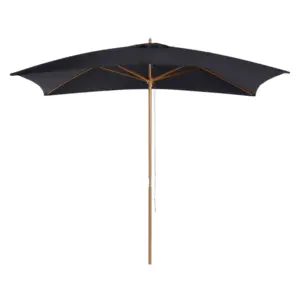 Best 2 x 3m Wooden Garden Parasol Umbrella Outdoor Sun Shade Canopy, Black