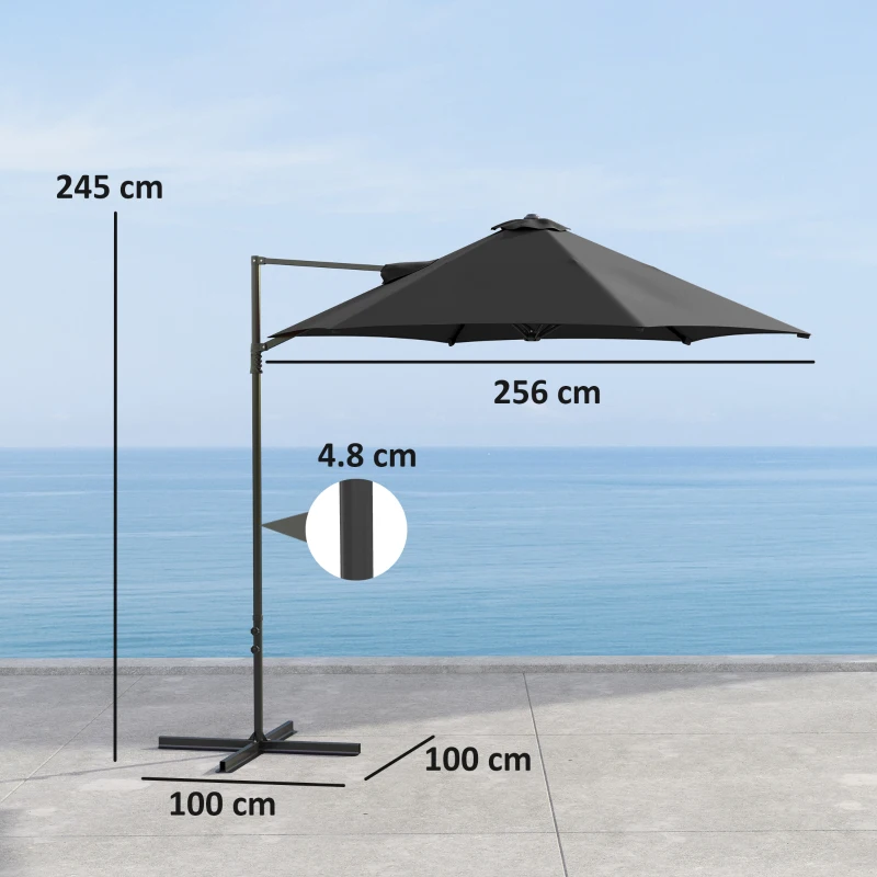 Best 2.5m Rotating Cantilever Parasol - Black - Image 3