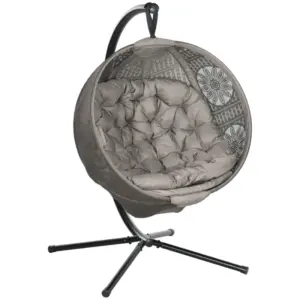Best Round Egg Basket Chair, with Steel Stand, Sand