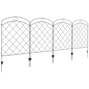 Best Steel Decorative Outdoor Picket Fence Panels Set of 4, Black