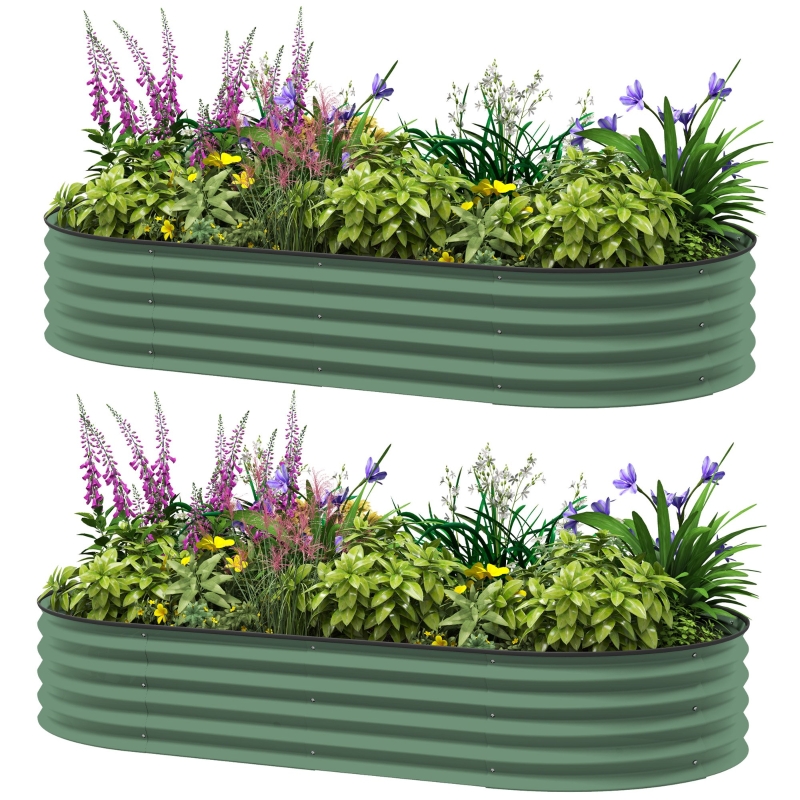 Best Set of Two 181 x 93cm Steel Planters - Green - Image 11