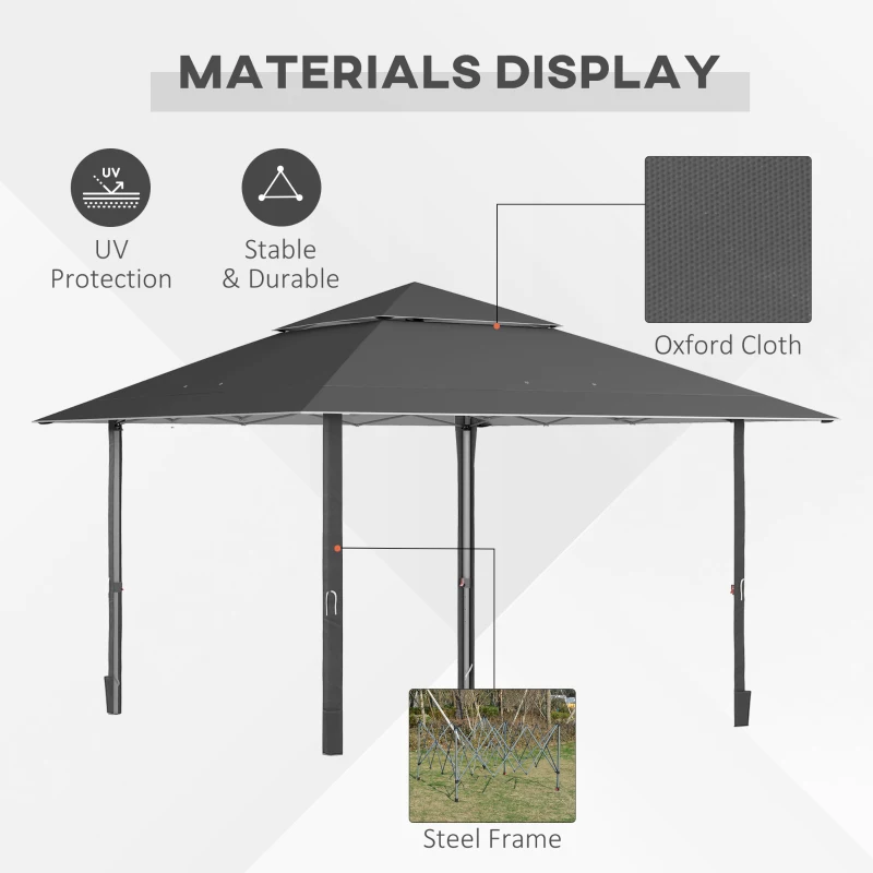 Best 4 x 4m Pop-up Gazebo Double Roof Canopy Tent with UV Proof, Roller Bag & Adjustable Legs Outdoor Party, Steel Frame, Dark Grey - Image 4