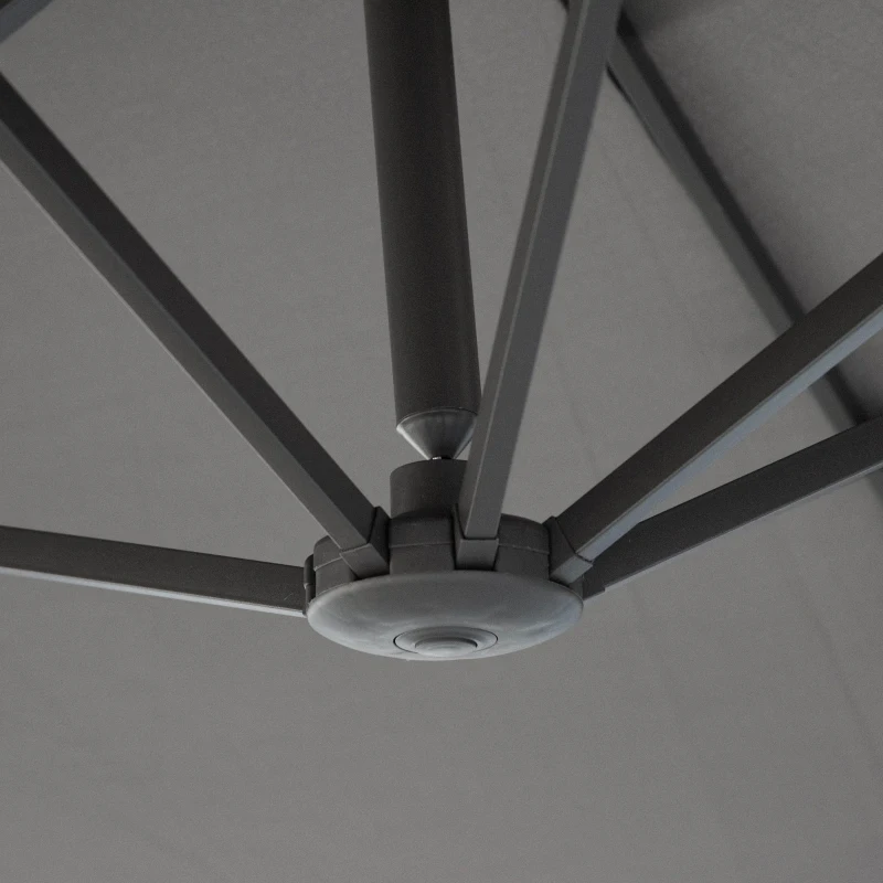 Best 4.6M Sun Umbrella Canopy Double-sided Crank Sun Shade w/ Cross Base Grey - Image 8